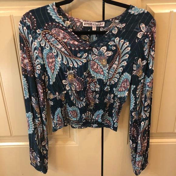 Gypsies & Moondust Tops - Gypsies & Moondust Shine Smocked Top